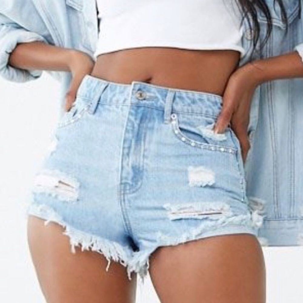 Forever 21 Distressed Raw Hem Sz 24 NWT